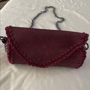 Femi Elegant Burgundy Leather Chain Bag